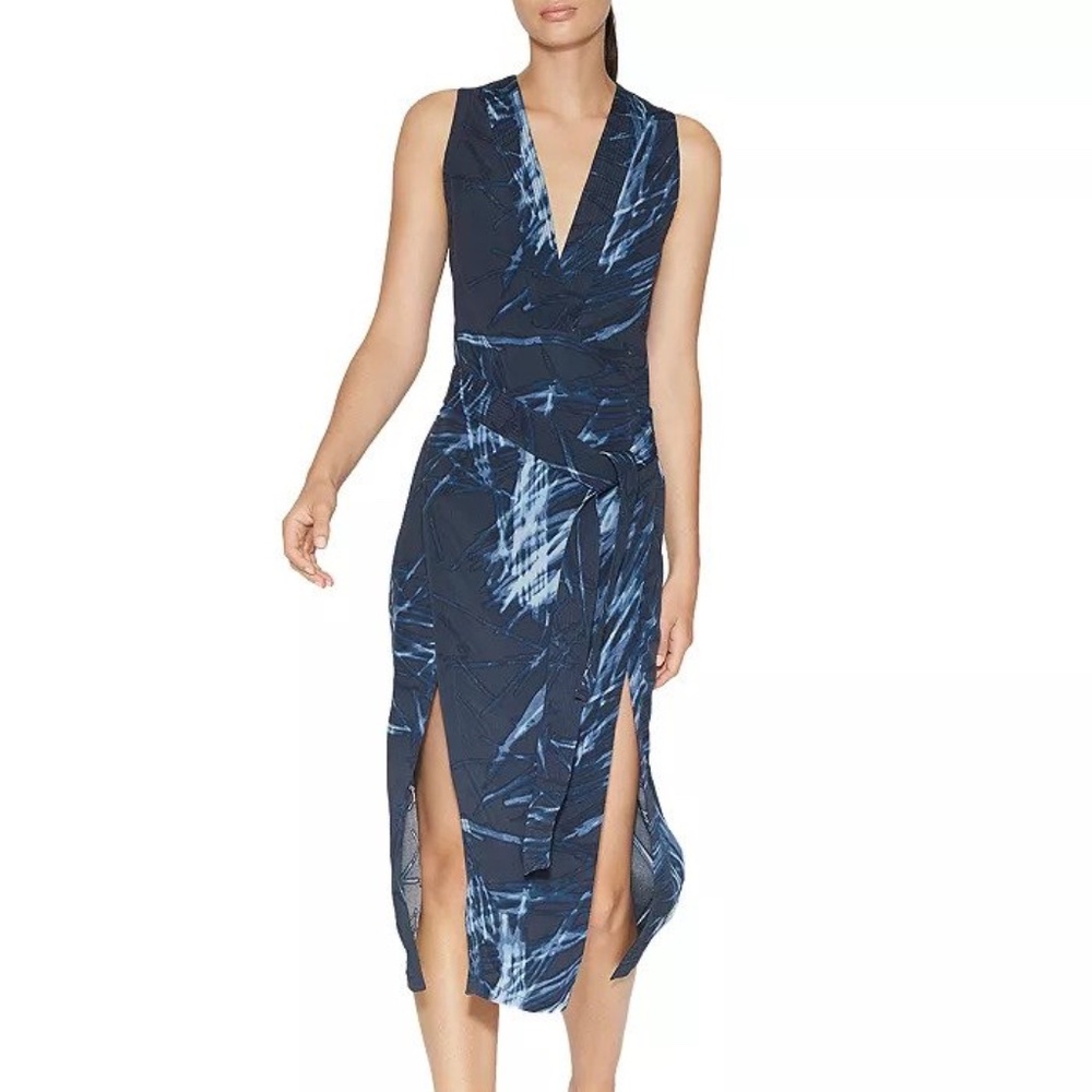 Halston Heritage Sleeveless Printed V-Neck Tunic Dress